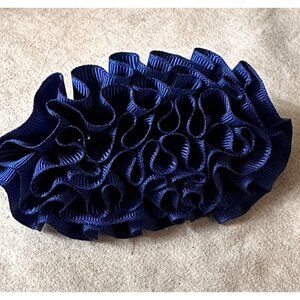 Vintage 1990s Ribbon Navy Blue Bow flower metal‎ snap clip closure